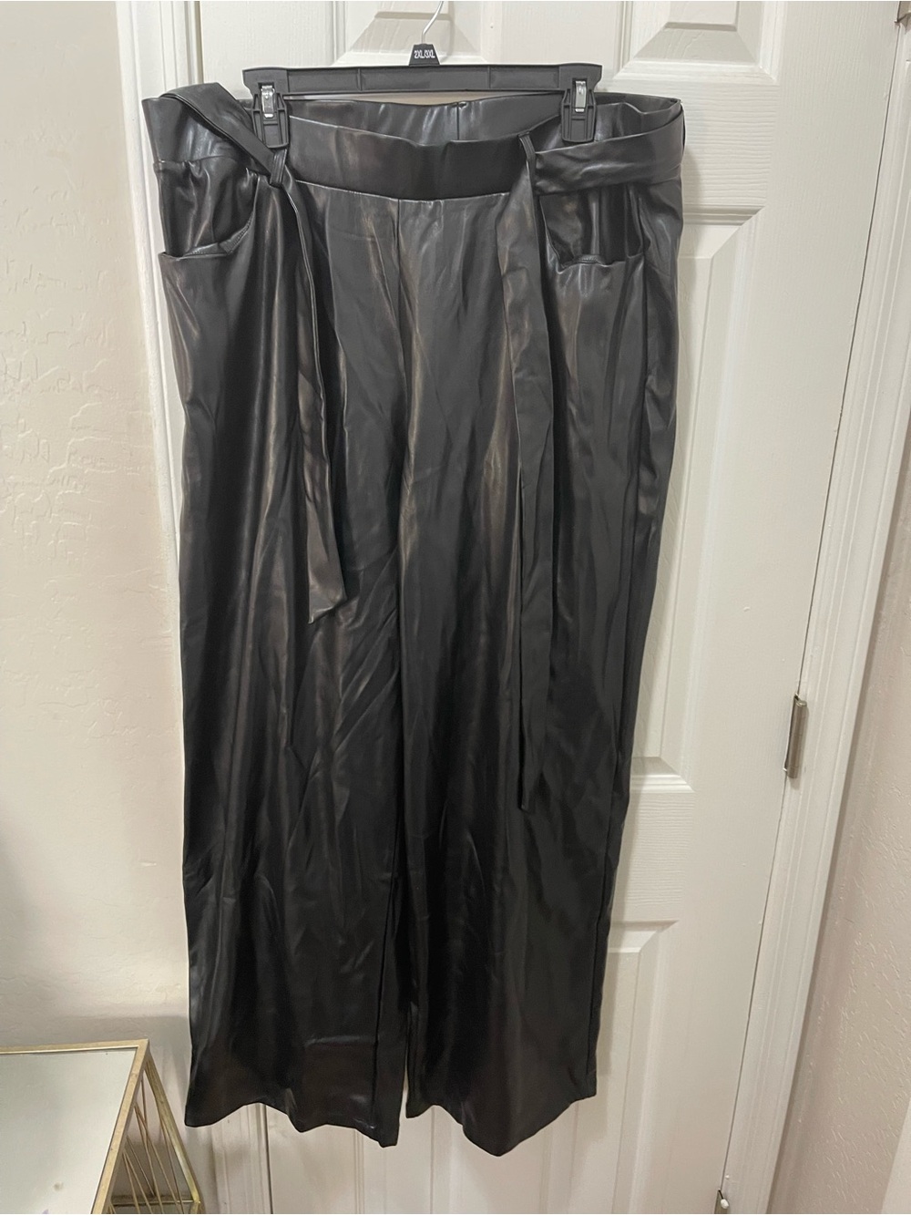 Black Faux Leather Wide-Leg pants